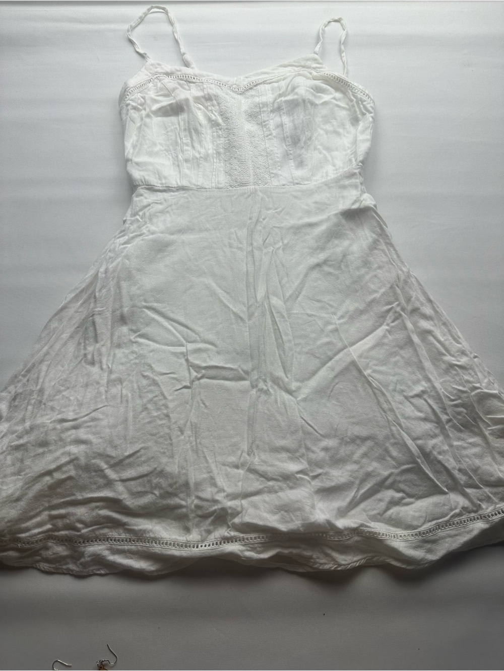 White Spaghetti-Strap Sundress - Lightweight Summer Dress. Size S